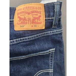 Levi's 569 Shorts Blue Jeans Cut-offs 32 x 12 Pants Loose Straight Mens Boys